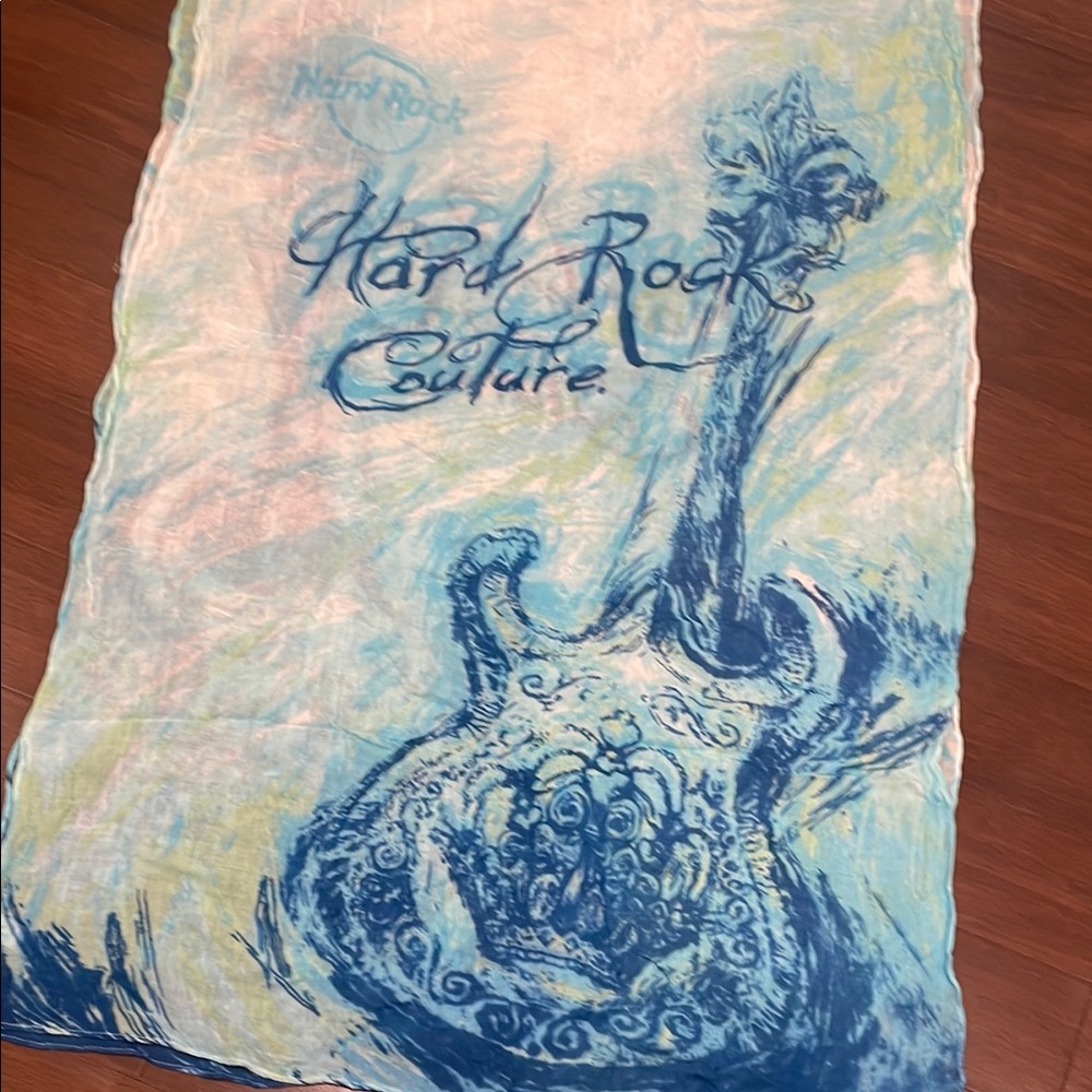 Hard Rock Cafe Couture Blue and White Guitar Scarf